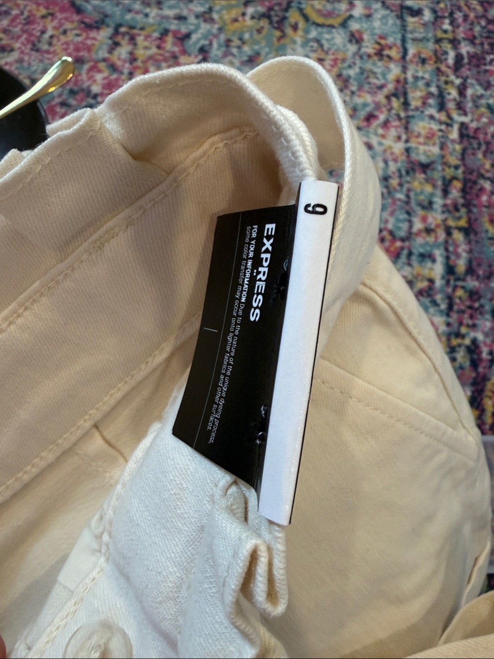 Express High-Rise Paperbag Waist Jeans — Cream - Picture 9 of 9